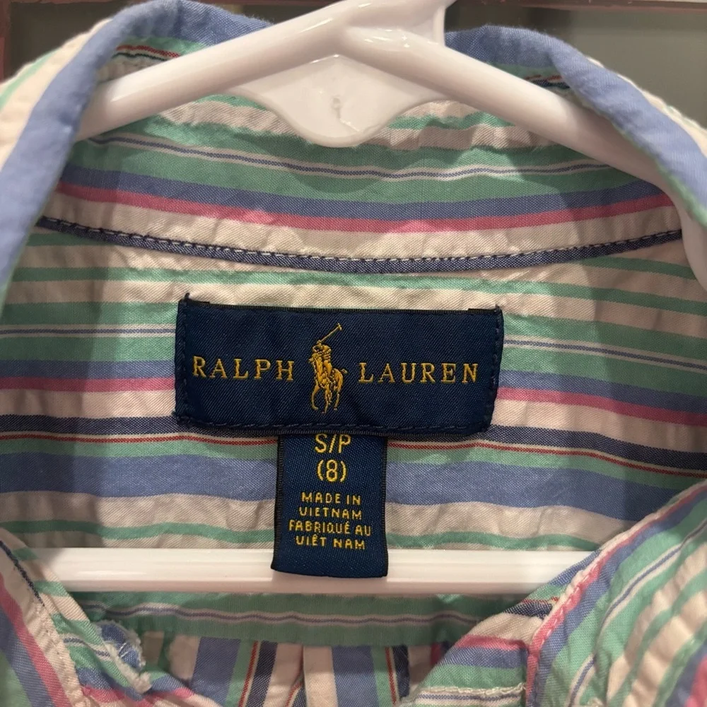 Ralph Lauren Seersucker Plaid Boys Button Down